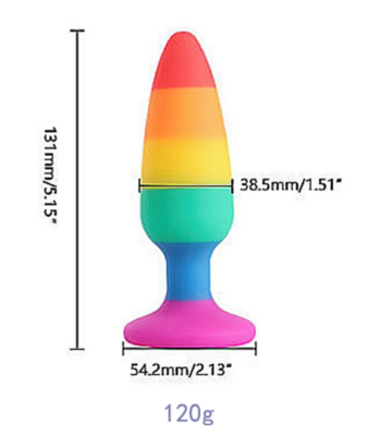 Silikonowy korek analny, plug tęczowy większy PRIDE LGBT