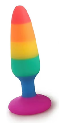Silikonowy korek analny, plug tęczowy mały PRIDE LGBT (