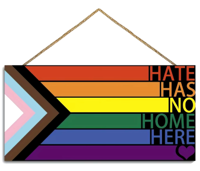 Tabliczka drewniana Hate has no home here