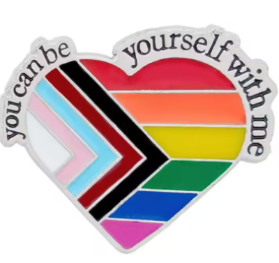 Pin, przypinka serce progresywna flaga PRIDE LGBT
