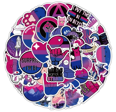 Naklejka, nalepka, wlepa, wklejka biseksualne PRIDE LGBT 60 szt