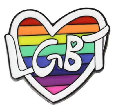 Pin, przypinka serce LGBT