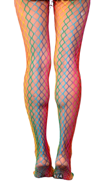 Rajstopy siateczkowe, tęczowe PRIDE LGBT