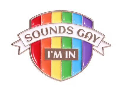 Pin, przypinka tarcza Sounds Gay I'm in PRIDE LGBT