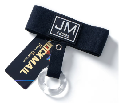 Cockstrap czarny Jockmail z silikonowym cock ring