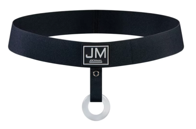 Cockstrap czarny Jockmail z silikonowym cock ring