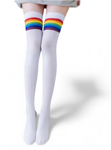 Skarpety, zakolanówki długie, białe PRIDE LGBT