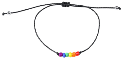 Bransoletka sznurkowa z tęczowymi koralikami PRIDE