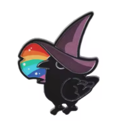 Pin, przypinka kruk w czarodziejskim kapeluszu PRIDE