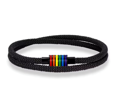 Bransoletka pleciona PRIDE — czarna