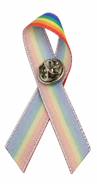 Pin, przypinka kokardka tęczowa PRIDE