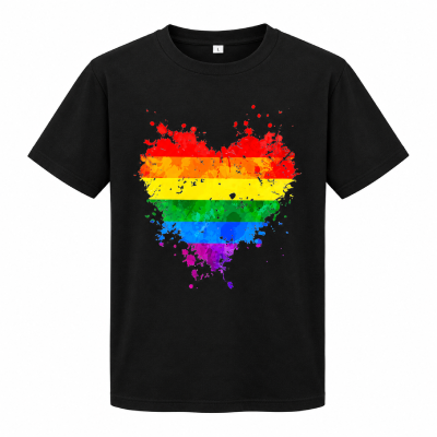Damska koszulka serce PRIDE LGBT czarna