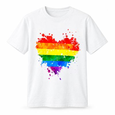 Męska koszulka serce PRIDE LGBT biała