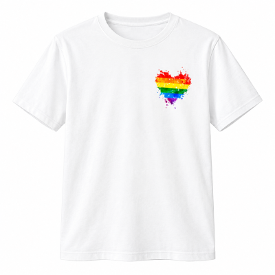 Męska koszulka małe serce PRIDE biała