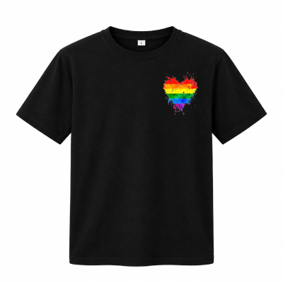 Męska koszulka małe serce PRIDE LGBT czarna