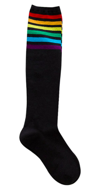Podkolanówki czarne z paskami w kolorach tęczy PRIDE LGBT