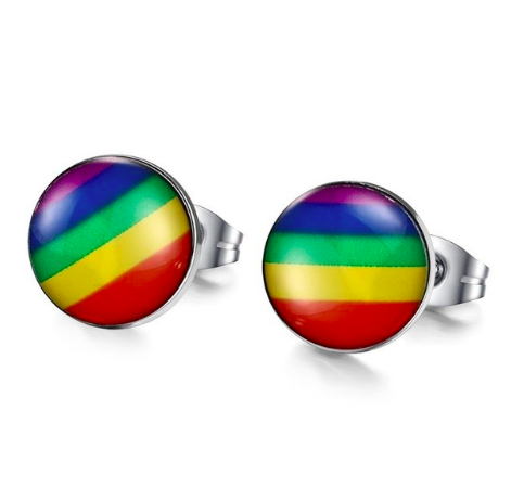 Kolczyki wkrętki w kolorze tęczy PRIDE  LGBT