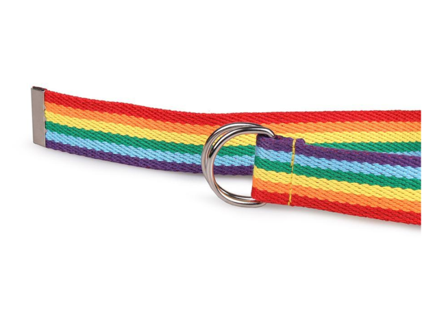 Tęczowy pasek PRIDE ze srebrną klamrą - długość 150 cm