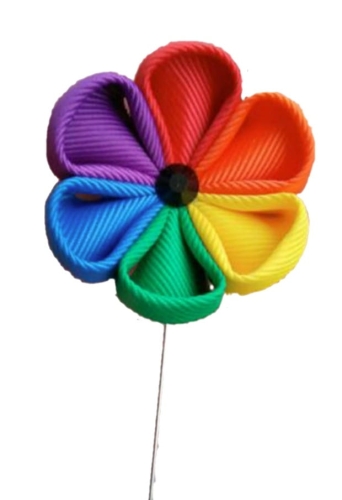 Kwiatek tęczowy PRIDE LGBT pin, butonierka, broszka