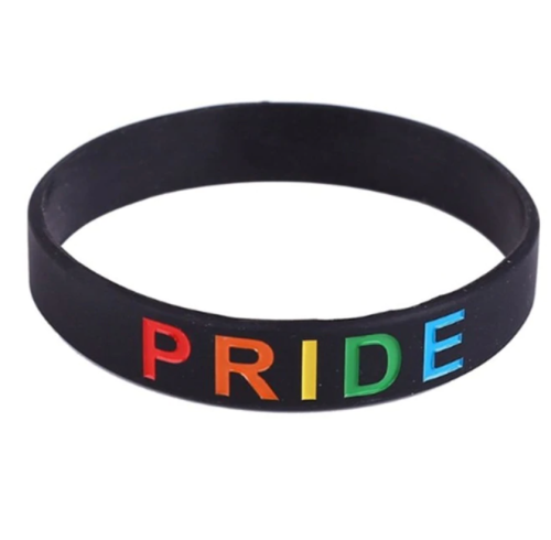 Silikonowa opaska bransoletka czarna PRIDE