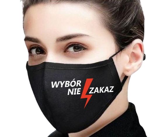 Maseczka czarna błyskawica Strajk Kobiet Wybór nie zakaz