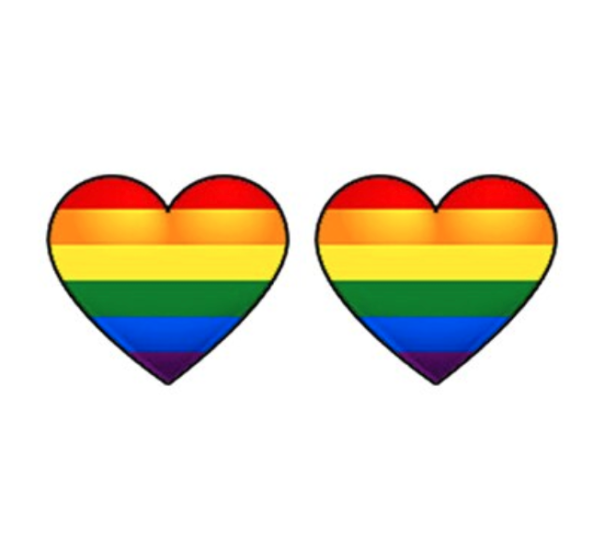 Kolczyki wkrętki, serduszka tęczowe PRIDE LGBT