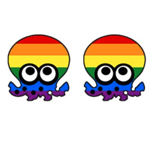 Kolczyki wkrętki, ośmiorniczki tęczowe PRIDE LGBT