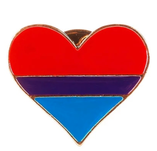 Pin, przypinka serce biseksualna flaga
