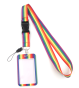 Smycz tęczowa PRIDE LGBT z etui na kartę/identyfikator pionowy