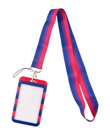Smycz biseksualna flaga PRIDE LGBT z etui na kartę/identyfikator