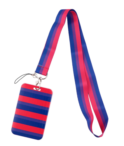 Smycz biseksualna flaga PRIDE LGBT z etui na kartę/identyfikator