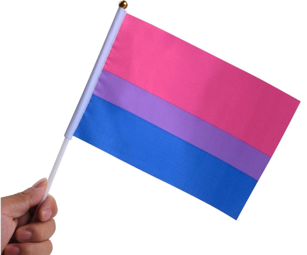 Mała flaga, chorągiewka biseksualna PRIDE LGBT 14x21 cm