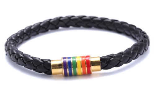 Opaska, bransoletka magnetyczna, tęczowa złota PRIDE LGBT