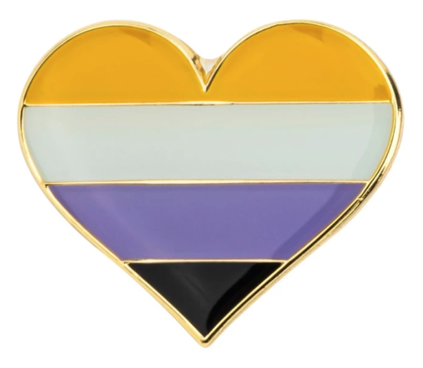 Pin, przypinka serce niebinarna flaga PRIDE LGBT