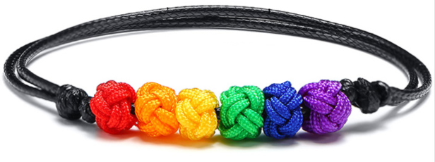 Opaska, bransoletka plecione, tęczowe węzełki PRIDE LGBT