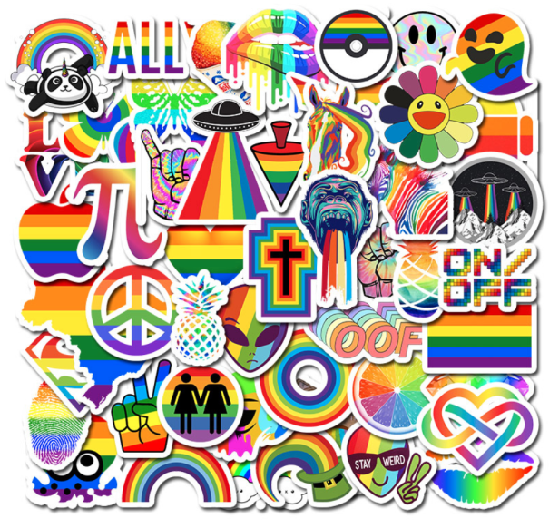Naklejka, nalepka, wlepa, wklejka PRIDE LGBT 50 szt