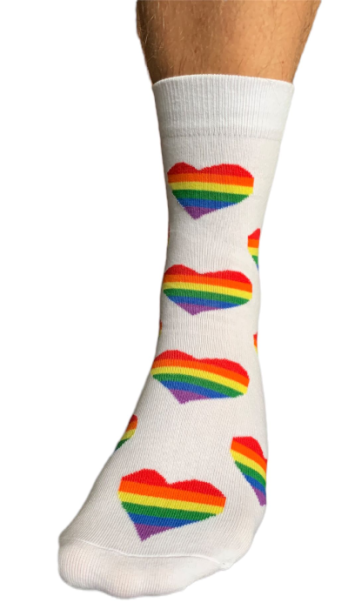 Skarpety białe w serca PRIDE LGBT