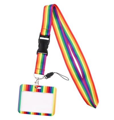 Smycz tęczowa PRIDE LGBT z etui na kartę/identyfikator poziome