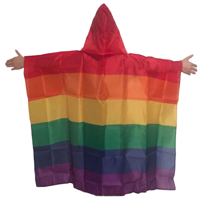 Duża, tęczowa peleryna, flaga PRIDE LGBT 90x150 cm z kapturem