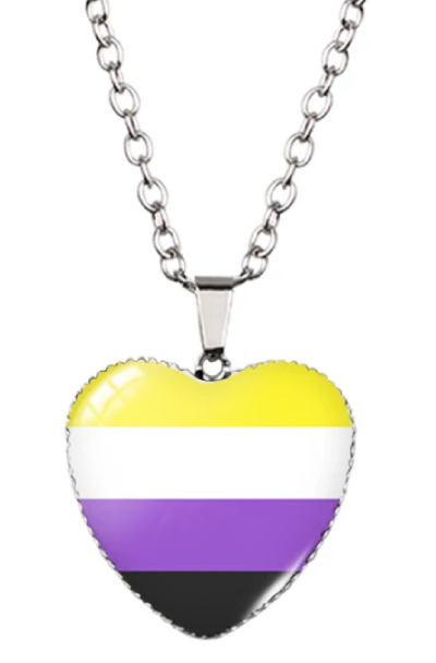 Wisiorek na łańcuszku serce niebinarne PRIDE LGBT (id: 392)