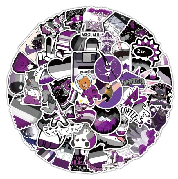 Naklejka, nalepka, wlepa, wklejka aseksualne PRIDE LGBT 60 szt