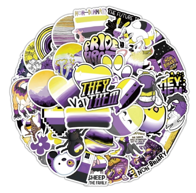 Naklejka, nalepka, wlepa, wklejka niebinarne PRIDE LGBT 60 szt