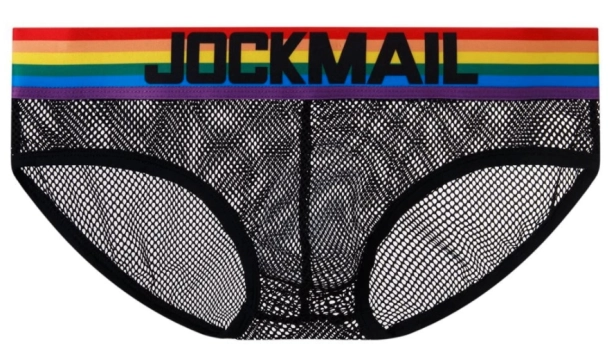 Slipy, slipki, majtki Jockmail czarne, siateczkowe PRIDE LGBT